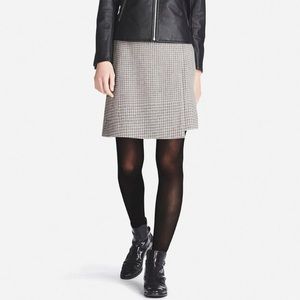 Uniqlo Grey Houndstooth Wool Wrap Miniskirt